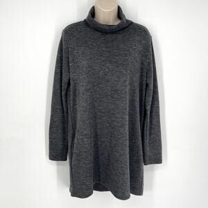 Leith Long Sleeve Turtleneck Shift Dress Sz M Charcoal Gray Pockets Warm Casual